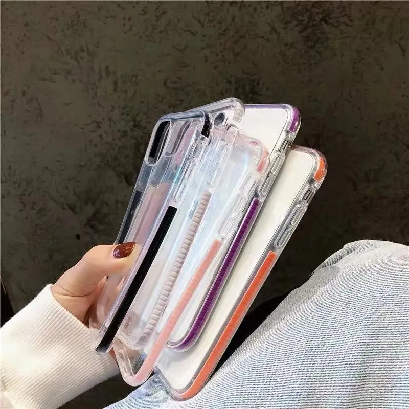 

high-quality transparent silicone soft shell creative color frame A hot sale of acrylic color border transparent phone case