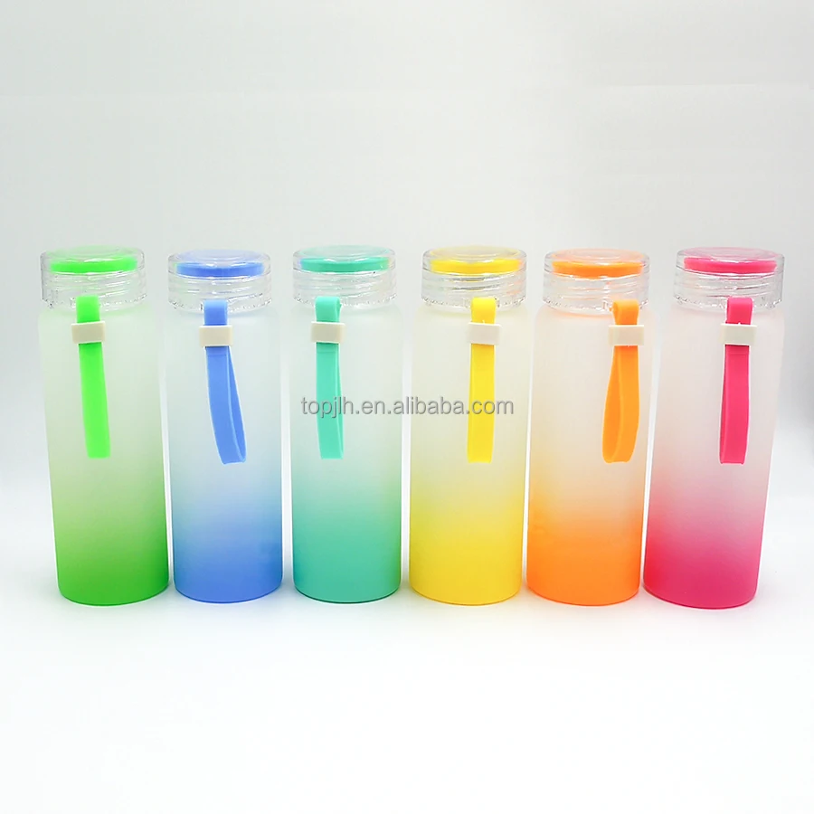 

Print Your Own Design 500ml Sublimation Colorful Frosted Glass Water Bottle Tumblers On sale, Multi-colors