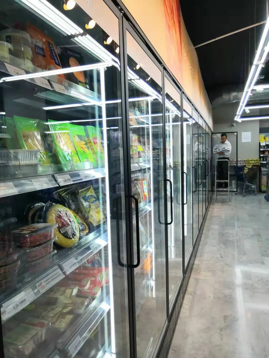 Walk-in cooler/freezer/upright fridge refrigerator glass doors equipped frame and shelf per door for cold room