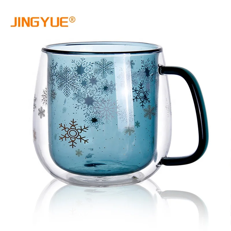 

Wholesale 340ml 11oz Custom Engraved Logo Heat-Resistant Borosilicate Clear Insulated Double Wall Glass with Handle