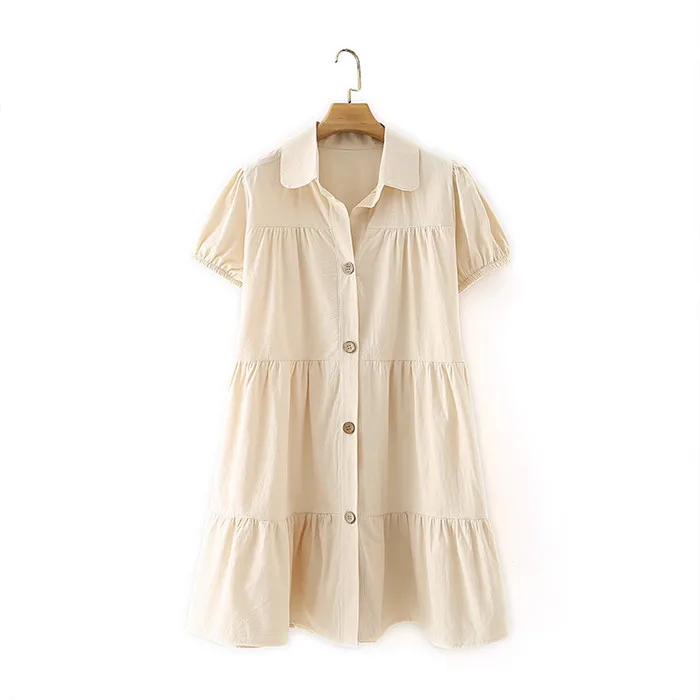 

QZ960 New 2021Summer Women Solid Color Short Shirt Dress Dresses Clothing Wholesale