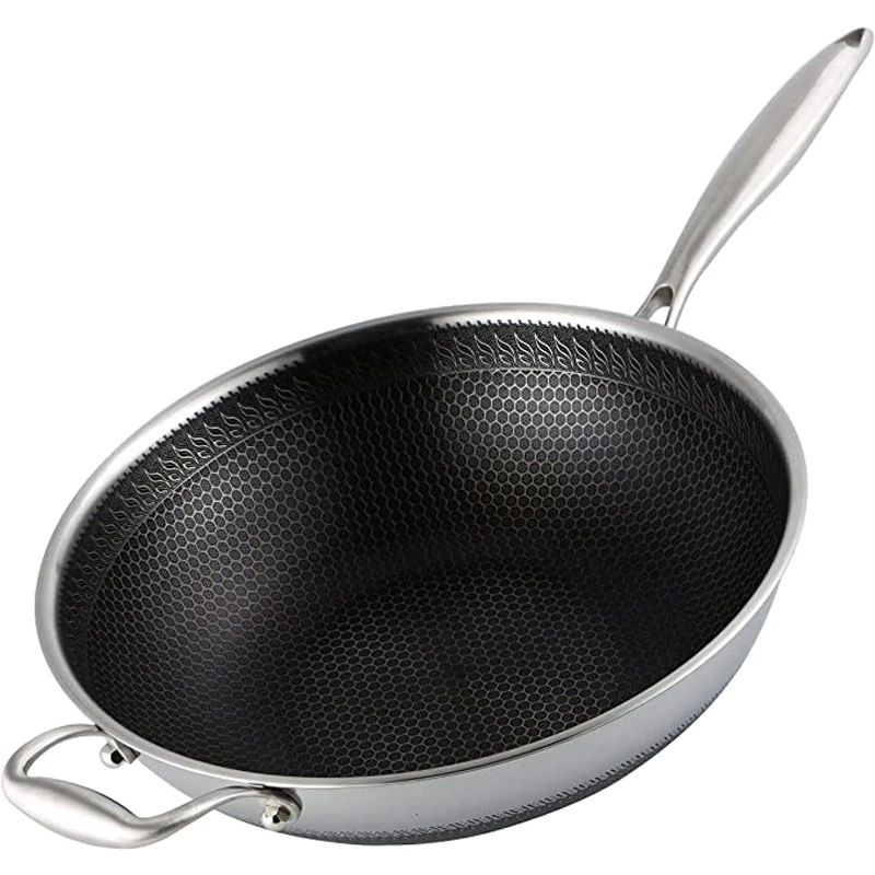 

Chinese Wok Pan German Technology Honeycomb 3 layers Stainless Steel Pan