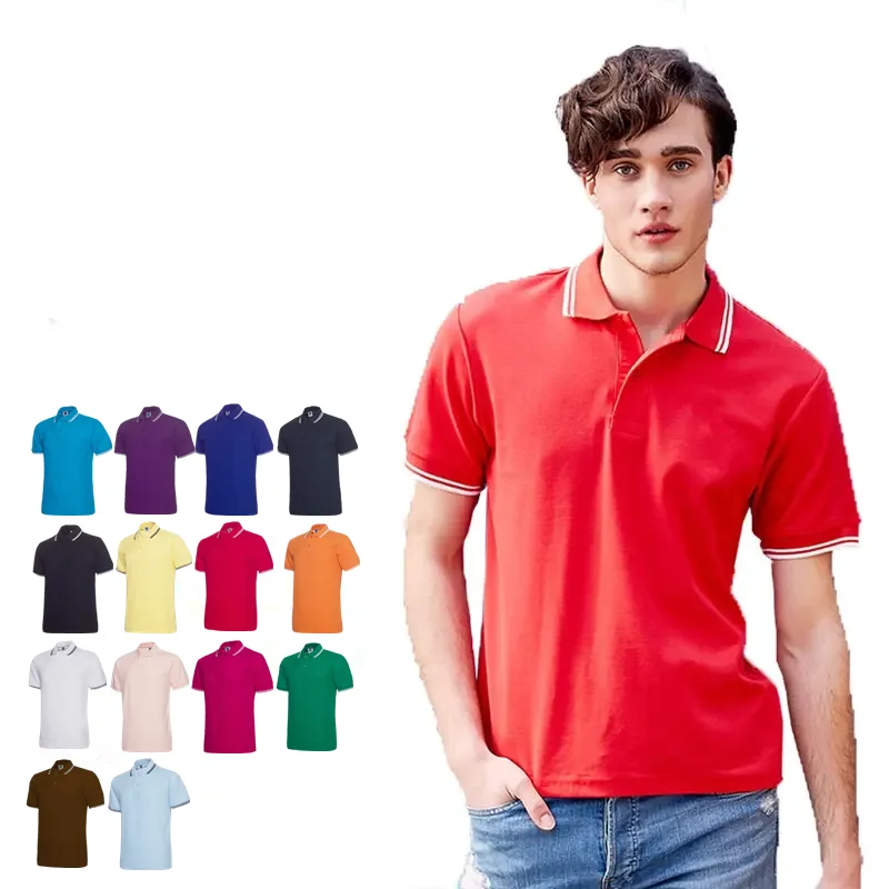 

Wholesale 65% Cotton 35% polyester formal style printing embroidery logo 14 colors custom logo plain men golf t-shirt polo shirt