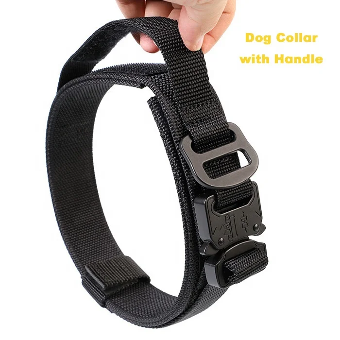 

Wholesale Thick Durable Martingale Custom Adjustable Nylon Training Dog Collar with Handle, Black,tan,camoufage