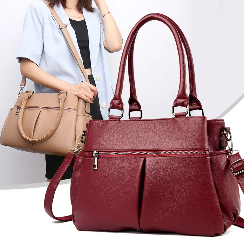 

OEM handbags for women luxury frau schulter tasche ladies shoulder bags 2020 cheap women bags quality PU leather wine bag tote, As image