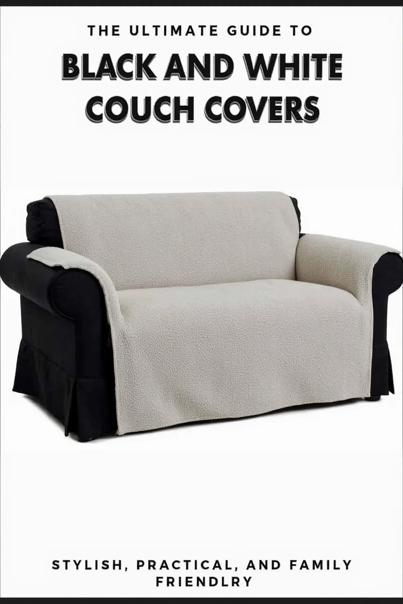 Various types of black and white couch covers laid out