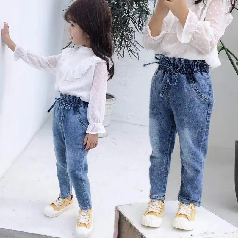 

new spring autumn fashion children girls denim fabric jeans kid girls denim pants jeans, Picture shows