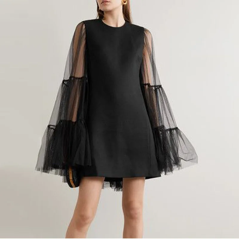 

Summer O Neck Long Flare Sleeve Sexy Mini Plus Size Women Casual Dress