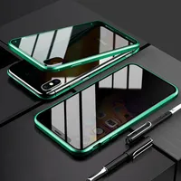 

Privacy Metal Magnetic Tempered Glass Phone Case For Iphone 11 Pro Max Magnet Anti Peep 360 Protective Cover