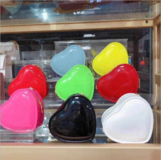 

Lovely Cute Mini Heart Shape Jelly Purse 2021 Small Cross body Coin Purse, 8 colors
