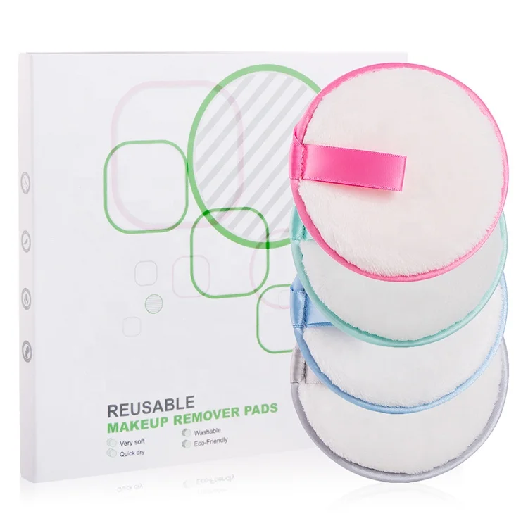 

New Arrival High Quality 4pcs Set Super Soft Custom Flannel Washable Facial Reusable Makeup Remover Pads With Private Label