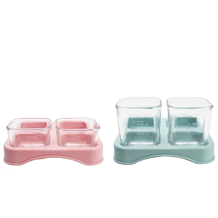 

KUB mini glass food container 60ml*2+120ml*2 heat-resistent freezable baby food container, Blue;green, pink;powder