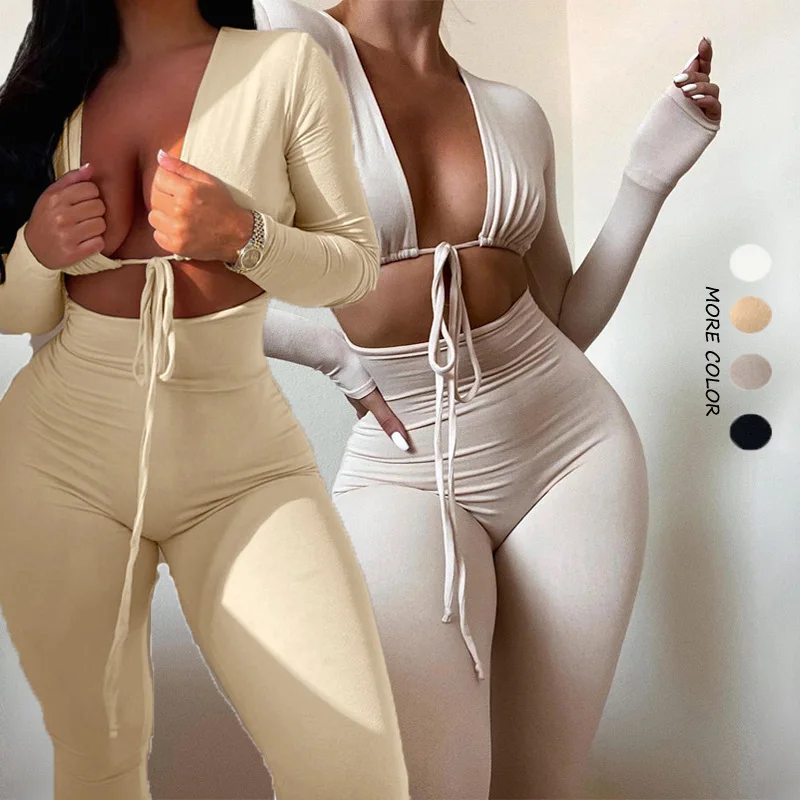 

2021 Trendy Boutique Fall Clothes Long Sleeve Bodycon Women One Piece Jumpsuits, As picture