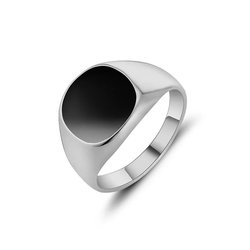 

Hand polished Classic Design 925 Sterling Silver Black Men Ring Jewelry, Gold white gold