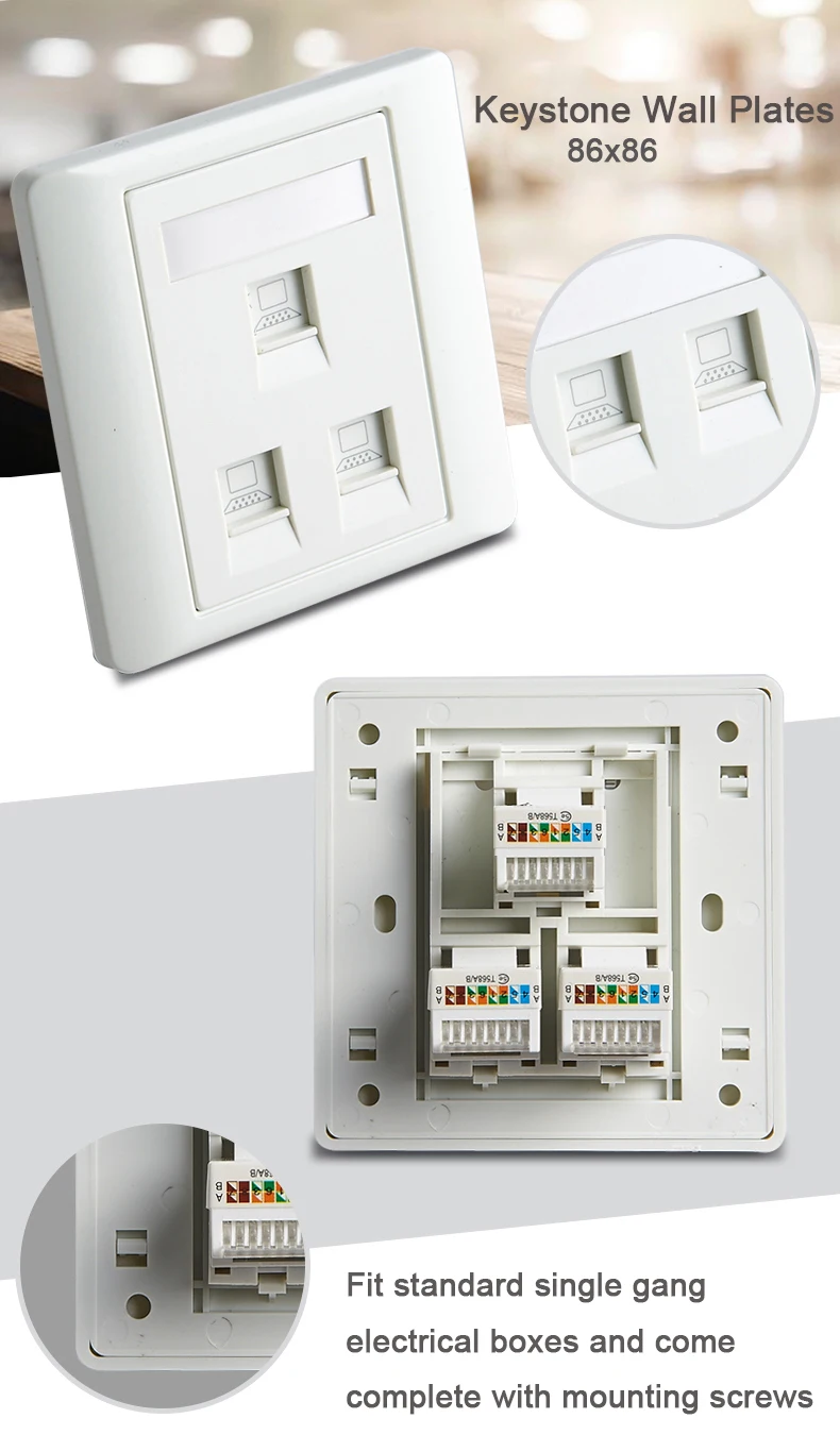 1 2 4 Port Face Plate Cat6 Rj45 Wall Outlet Unshielded Faceplate - Buy ...