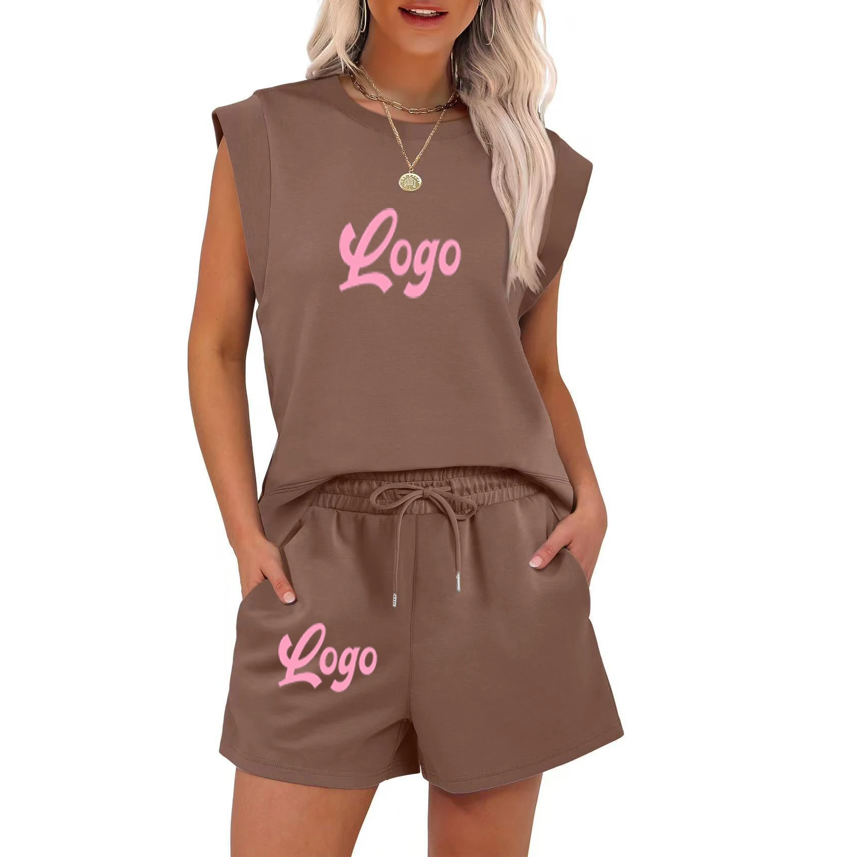 Sleeveless Top & Shorts Sweatsuit Set