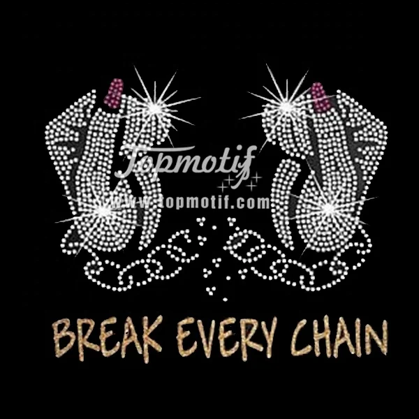

rhinestone letters stickers break every chain iron on rhinestone t shirt