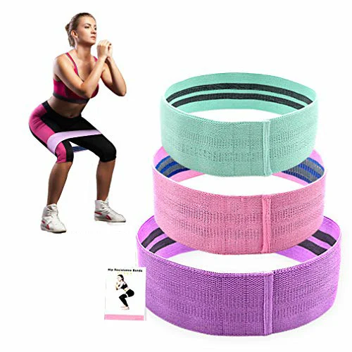 

custom logo non slip elastic exercise cotton polyester hip circle fabric resistance loop band 3 pieces for gym, Customized color
