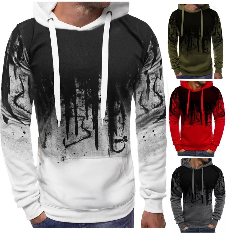 

Men's Splash Printing Casual Sports Corduroy Fleece Hoodies Coat For Men