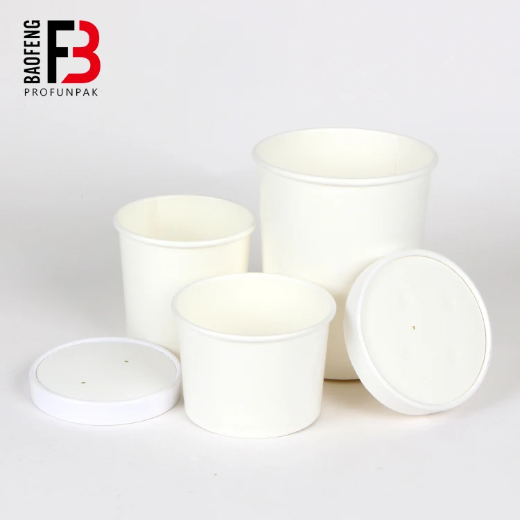 

hot soup paper bowl disposable white greaseproof and water proof food container