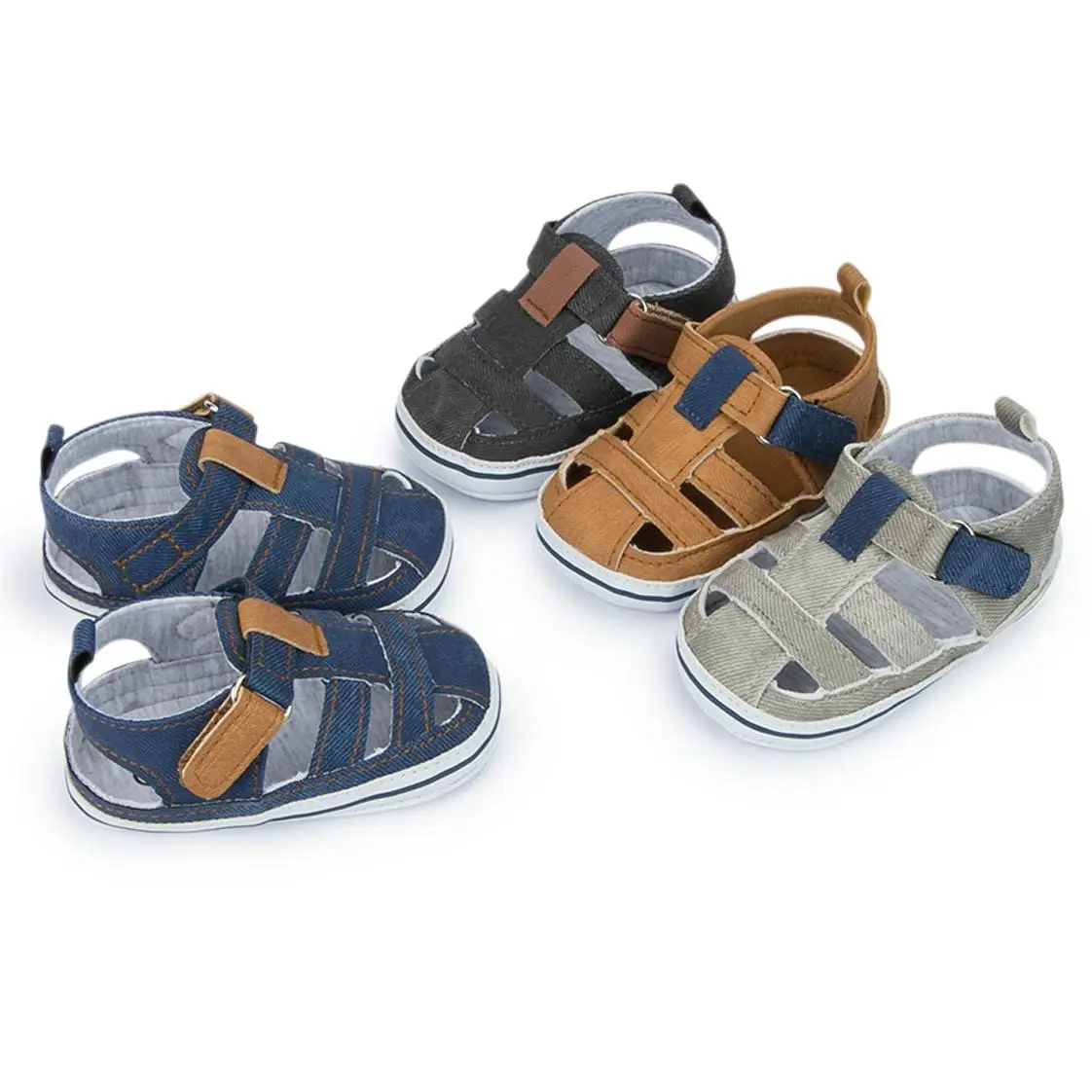 

Rubber Sole New Fashion Canvas Boy Prewalk Infant Crib Baby Sandals