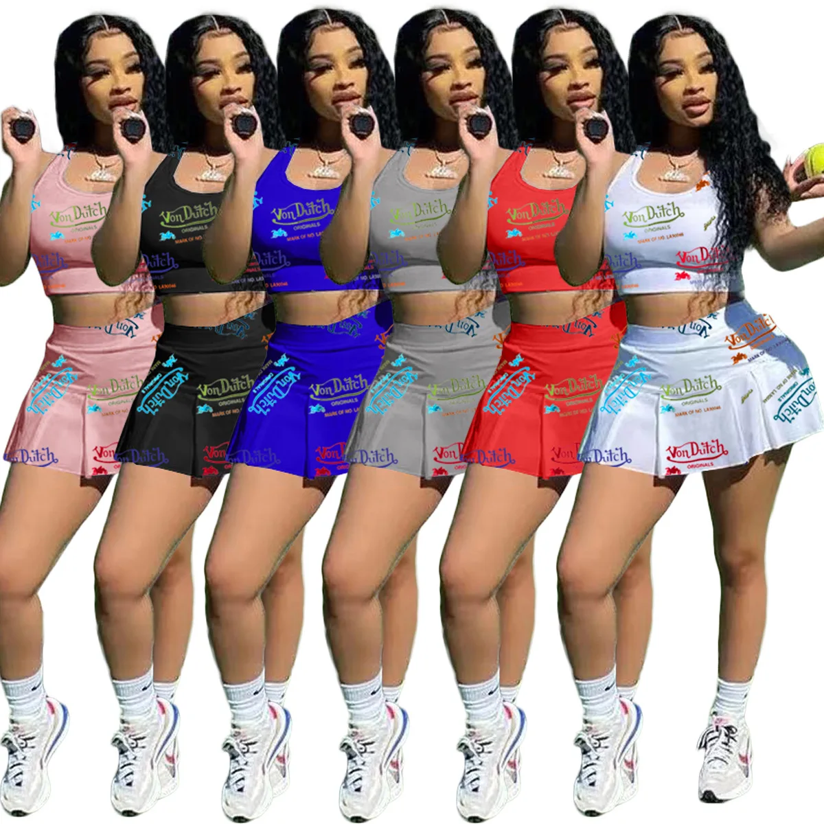 

SAMW8312 trendy letters print sexy tank top mini skirt shorts 2 piece set women shorts for women summer dress, As pictures showed