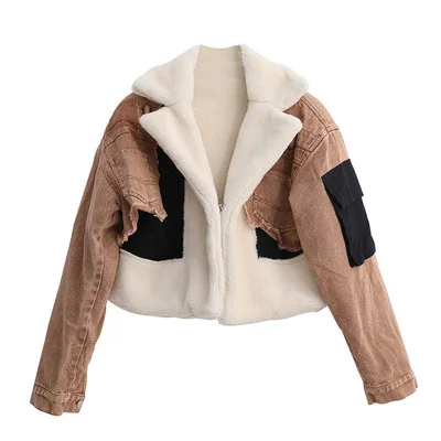 

Womens Winter Fur Coat Clothing Jean Jackets For Ladies 2021 Faux Fur Jacket Thick Warm Patchwork Denim Jean Jacket Wth Fur, Blue