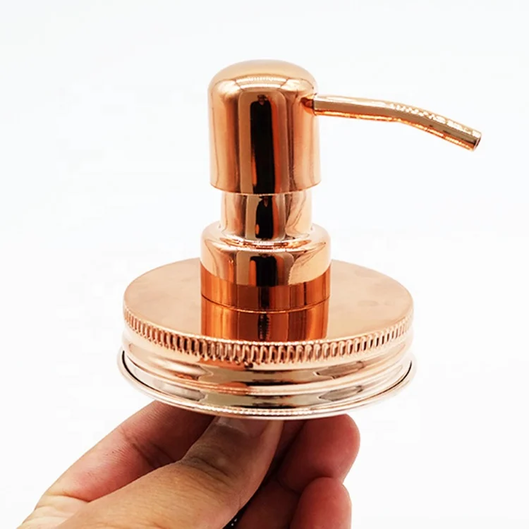 

Shiny Rose Golden Stainless Steel Lotion Pump Dispenser 28/400Hand Washing Pump No Rusting Leak-Proof Mason Jar Lid