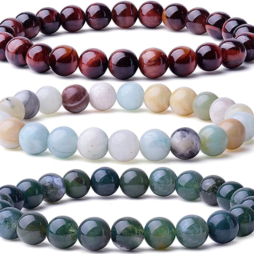 

Custom 8mm Magnet Charm Beads Stretch Natural Stone bracelet Lava Bead Tiger Eye Bracelet One customer one free sample, Many colors