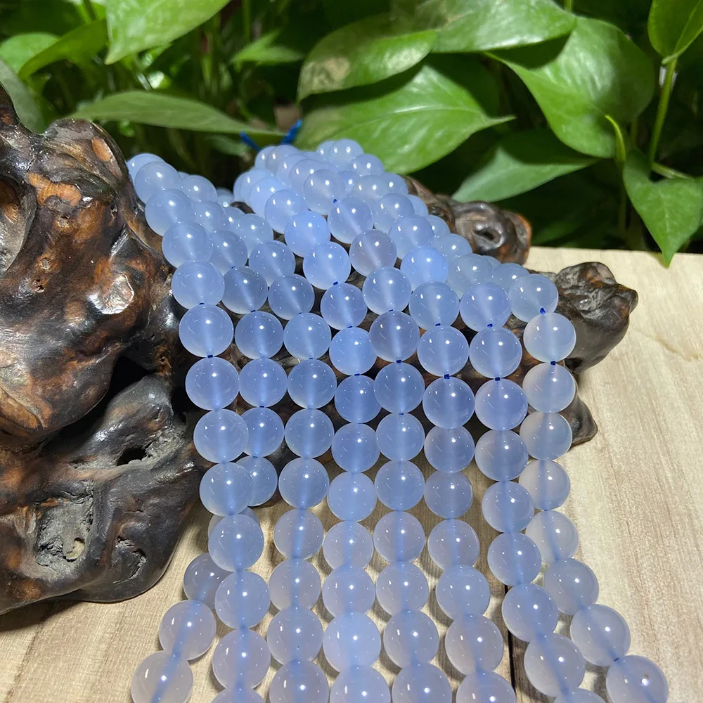 

Wholesale 4~5mm Blue chalcedony round beads natural crystal gemstone blue agate jade stone jasper beads, Natural blue