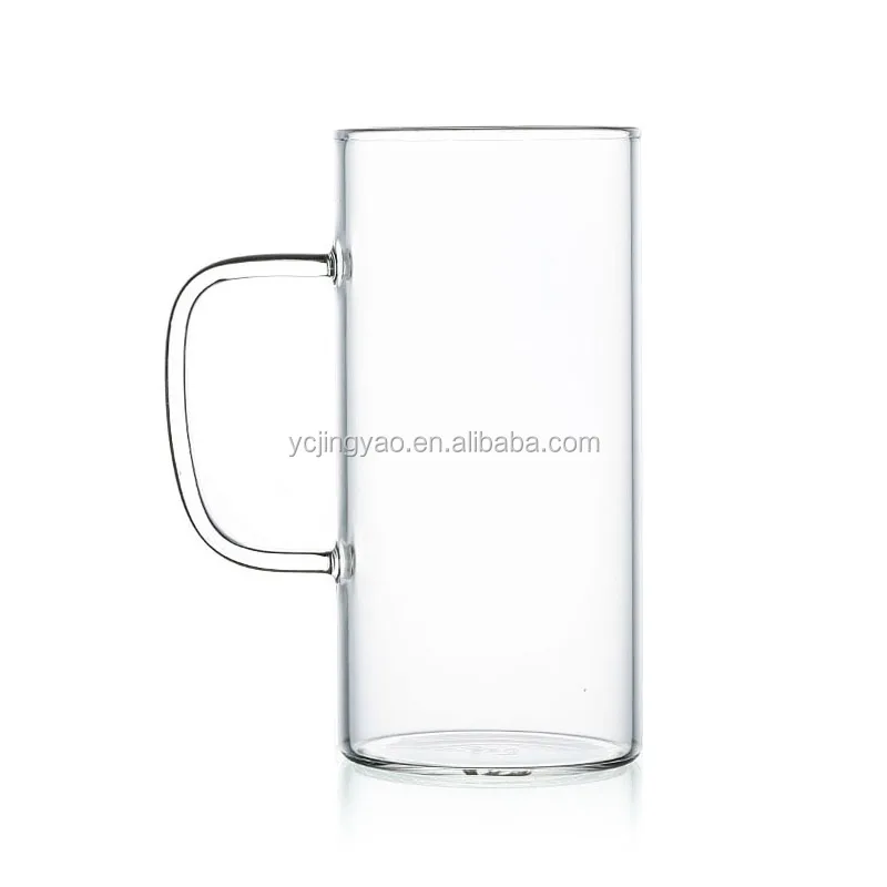 

Premium Straight Body Pyrex Glasses Mug with Handle Ultra Clear Borosilicate Glass Cup for Coffee Juice Water Milk Tea