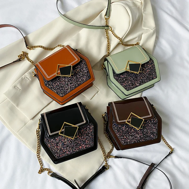 

2020 New designer small shoulder trendy diamond glitter women crossbody bag