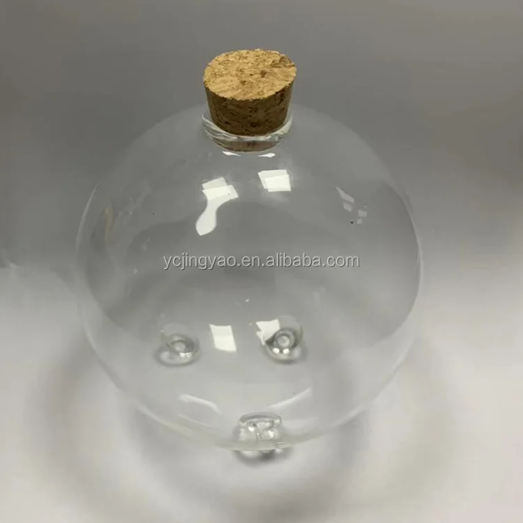 

handmade borosilicate glass ball round glass globe sphere in cork lid, Clear
