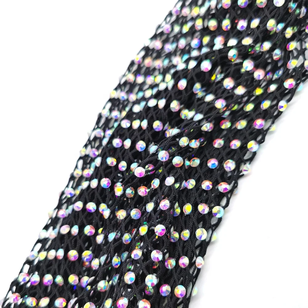 

S136 50cm*150cm SS20 stretch crystal mesh fabric elastic mesh rhinestone fabric for DIY making dress cloth decoration