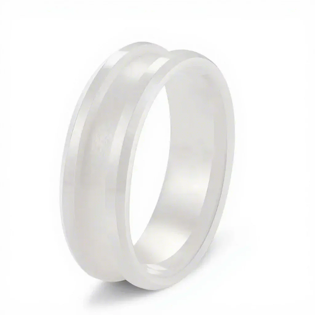 POYA Jewelry 8mm White Ceramic Blank Ring for Inlay Customized Engraved Jewelry  Unique Promise Ring