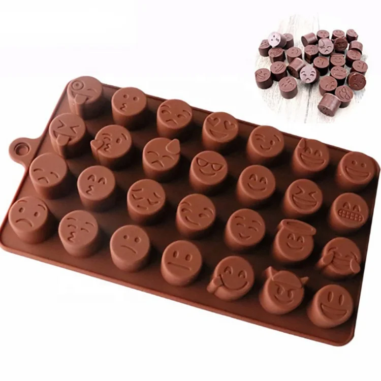 

Amazon Hot sale 28 cavity mini emoticon silicone chocolate mold making ice candy chocolate silicone molds, Pink/chocolate