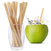 

Wholesale organic drinking straws reusable drinks customized logo natural bamboo straw with brush