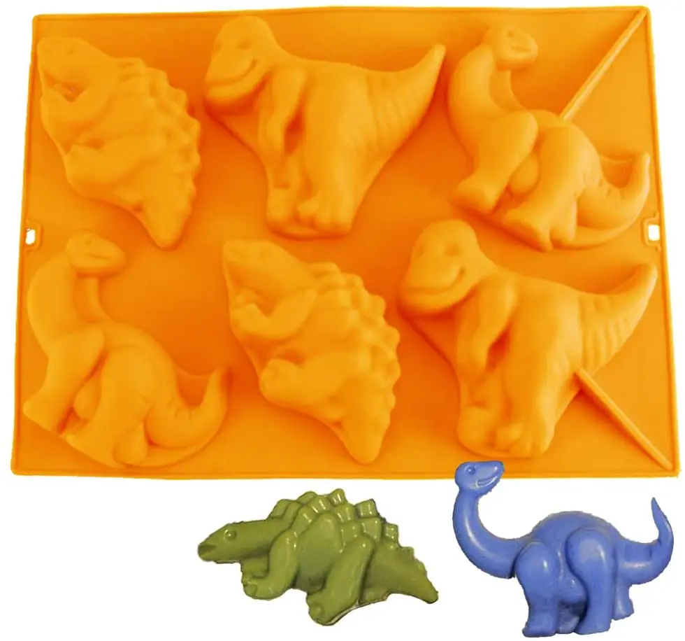 

Cartoon dinosaur silicone baking mold, suitable for children's parties, jelly, cookies, chocolate, candy, ice cube silicone mold
