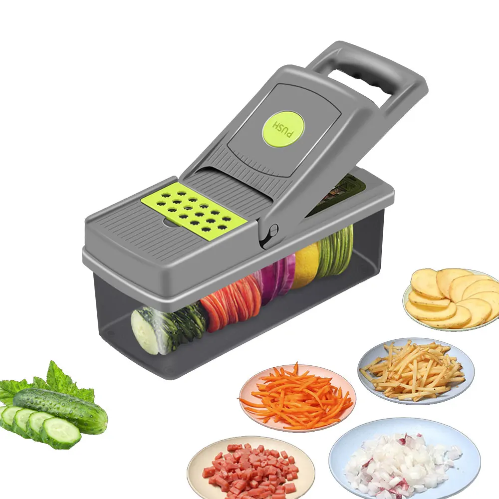 

Cortador de verduras Multifunctional Chopper Onion Slicers Making Machine Tomato Apple Potato Machine Cabbage Vegetable Slicer, Grey green