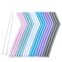 

Custom Food Grade BPA Free Folding Collapsible Silicone Drinking Reusable Straws with Brush