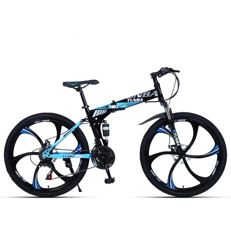 

Factory wholesale folding 27-speed mountain bike male and female adult variable speed bicycle, Black-red, black-white, black-blue, black-yellow