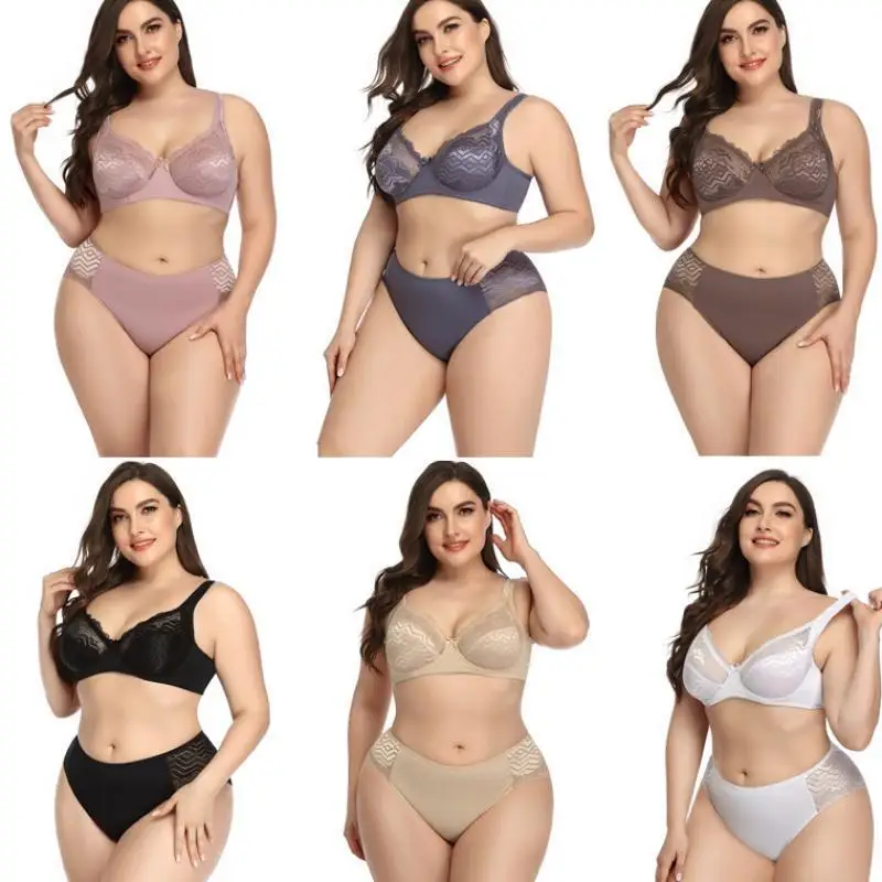 

Hot Selling Sexy Lace Comfort Underwire Ladies Underwear Plus Size 50 115E Mature Large Cup Pushup Bra and Panty Sets for Womens