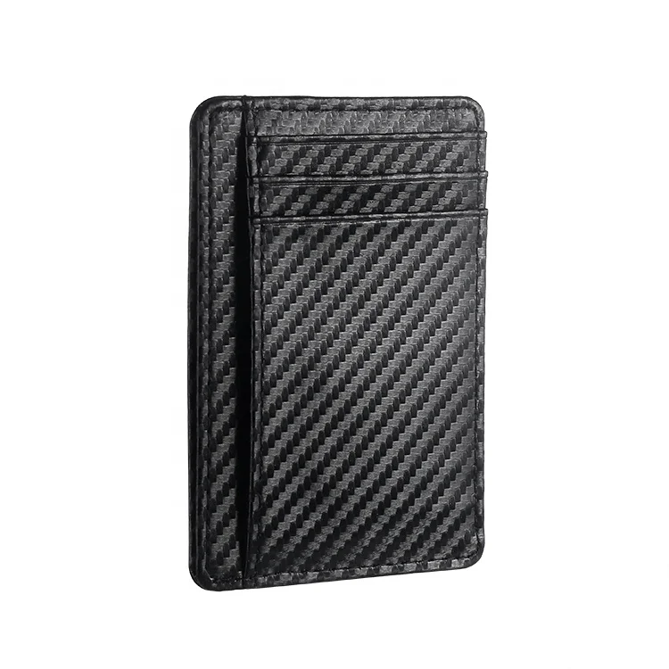 

Front Pocket Carbon Fiber Slim Travel Wallet Men Anti RFID Card Holder, Black