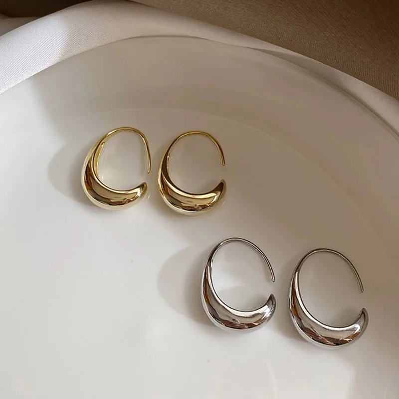 

HOVANCI High Quality Brass Real Gold Plated Thick Circle Earrings Anomaly Circle Hoop Earrings For Women, As pictue show