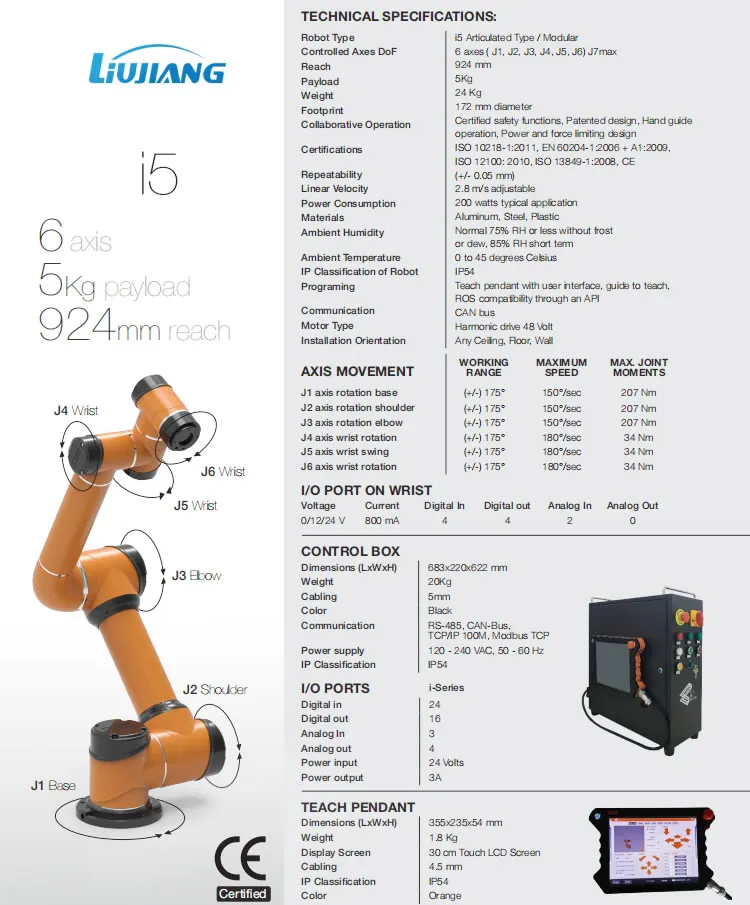 Liujiang 6 axis industrial robots i5 high-performance