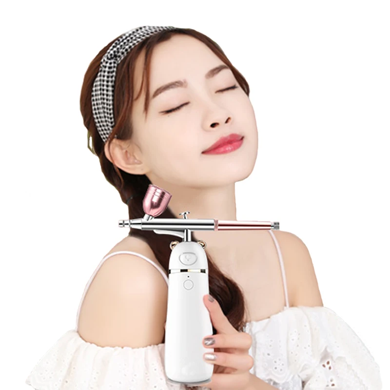 

New design Portable skin care facial spray machine makeup oxygen cordless electric airbrush cake decorating tool, Pink , white