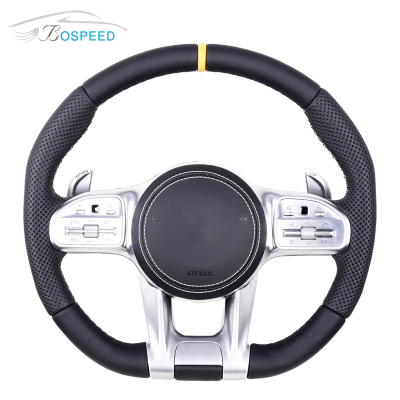 

Carbon fiber steering wheel for Benz AMG C class,leather+perforated leather steering wheel