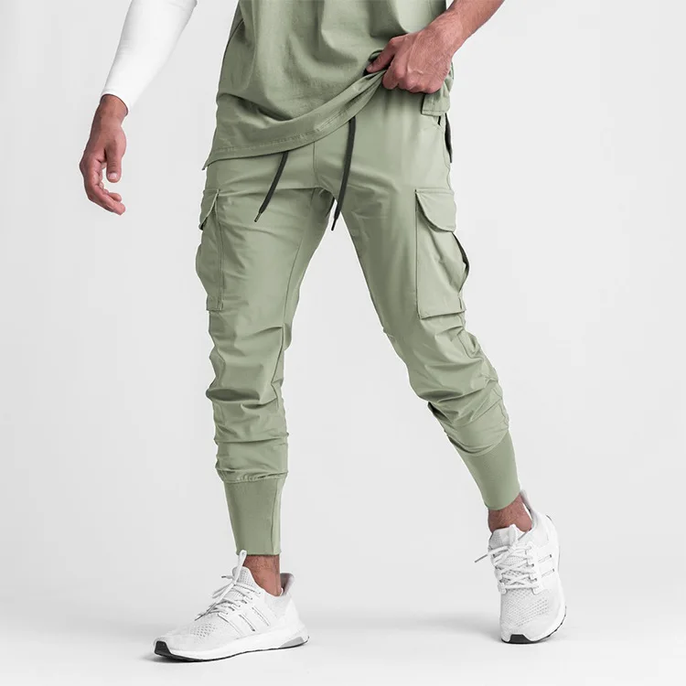 

QC - 067 Hot selling breathable summer casual men's trousers thin ice silk quick dry cargo plus size men jogger pants, As picture or customized make