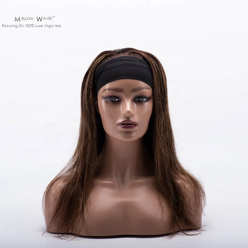 

Mellow Waves Best Sale headband op27 color wigs Remy hair Long Straight black band wigs for black women