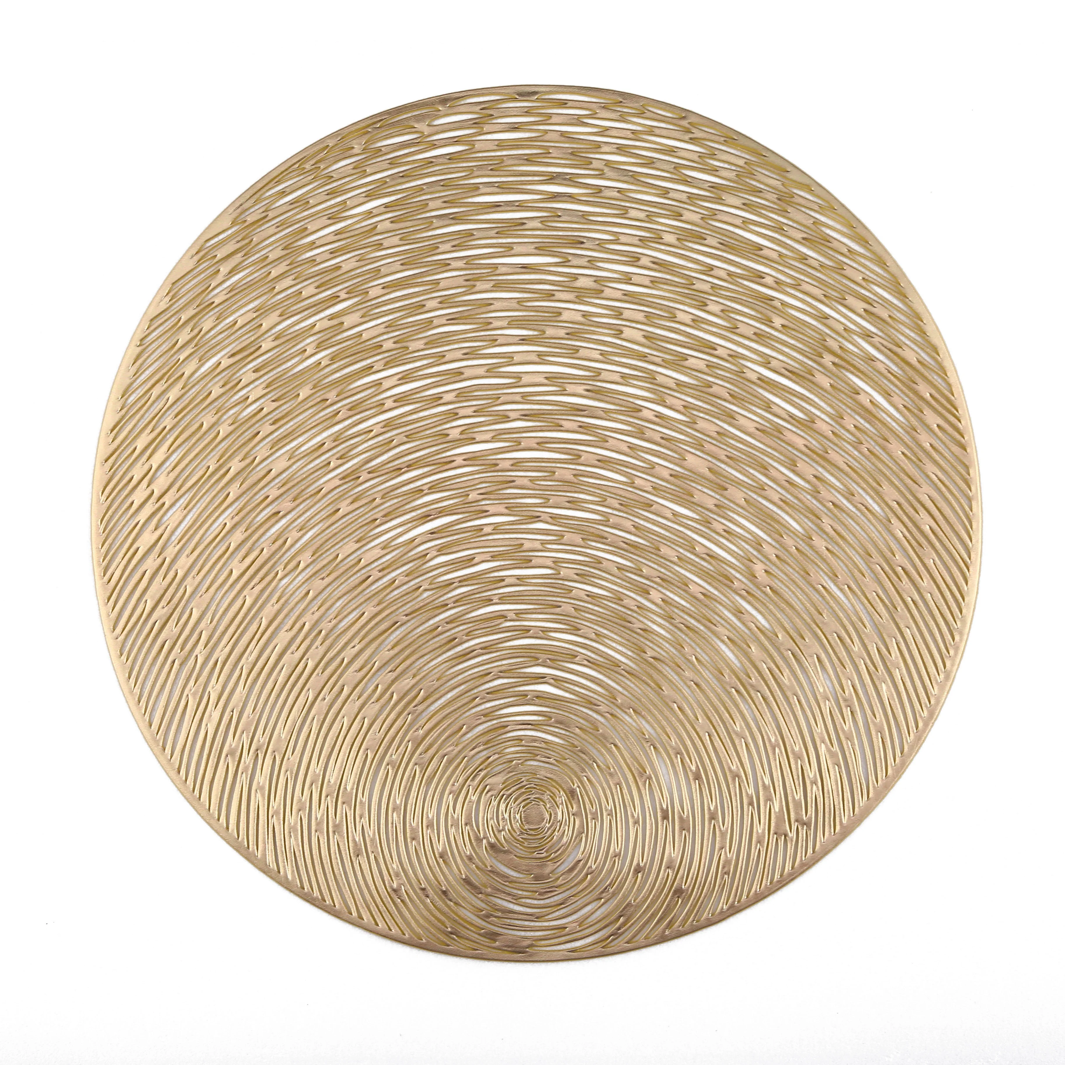 

IN STOCK Gold PVC Eco-Friendly Stocked Round Shaped Placemat For Decoration, Gold, silver